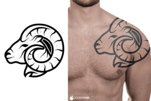 Aries ram shoulder tattoo