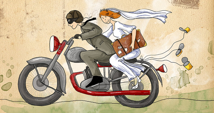 Getting married on a motorbike
